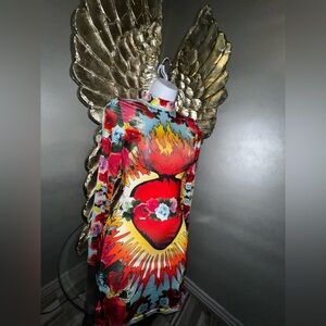 Iconic Dolls Kill Flaming Heart and Roses Dress, XS new